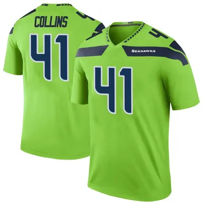 Men's Legend Alex Collins Seattle Seahawks Green Color Rush Neon Jersey