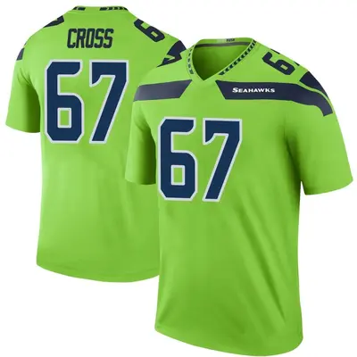 Men's Legend Charles Cross Seattle Seahawks Green Color Rush Neon Jersey