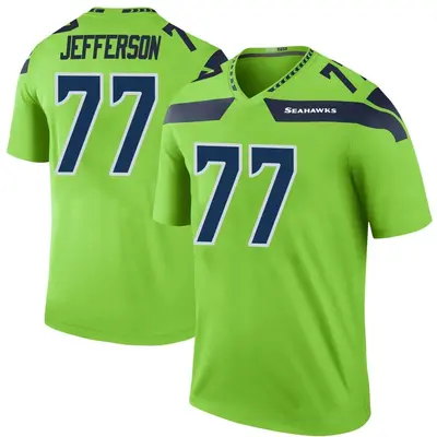 Men's Legend Quinton Jefferson Seattle Seahawks Green Color Rush Neon Jersey