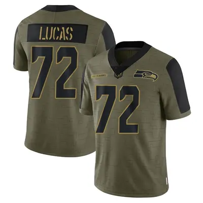 Men's Limited Abraham Lucas Seattle Seahawks Olive 2021 Salute To Service Jersey