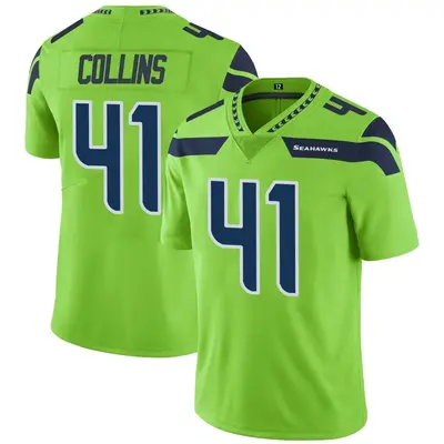 Men's Limited Alex Collins Seattle Seahawks Green Color Rush Neon Jersey