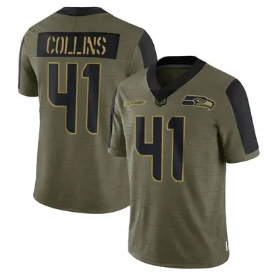 Men's Limited Alex Collins Seattle Seahawks Olive 2021 Salute To Service Jersey
