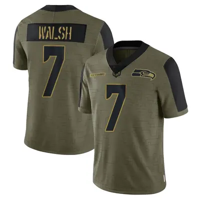 Men's Limited Blair Walsh Seattle Seahawks Olive 2021 Salute To Service Jersey