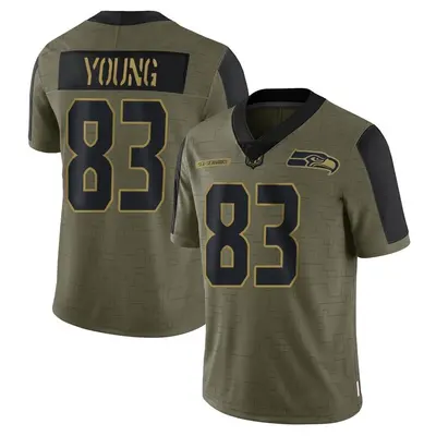 Men's Limited Dareke Young Seattle Seahawks Olive 2021 Salute To Service Jersey