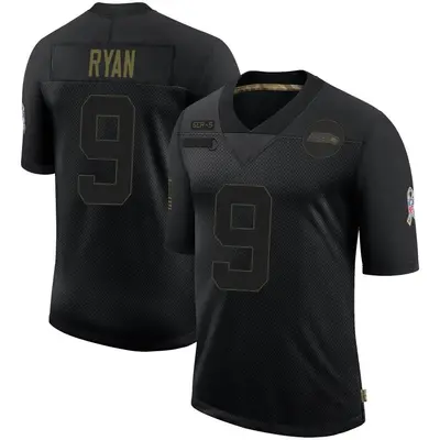 Men's Limited Jon Ryan Seattle Seahawks Black 2020 Salute To Service Jersey