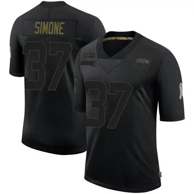 Men's Limited Jordan Simone Seattle Seahawks Black 2020 Salute To Service Jersey
