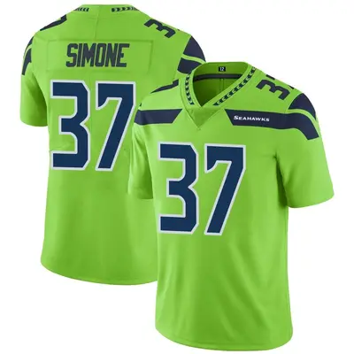 Men's Limited Jordan Simone Seattle Seahawks Green Color Rush Neon Jersey