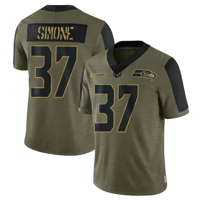 Men's Limited Jordan Simone Seattle Seahawks Olive 2021 Salute To Service Jersey