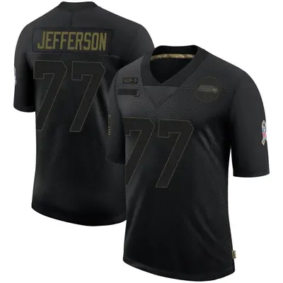 Men's Limited Quinton Jefferson Seattle Seahawks Black 2020 Salute To Service Jersey