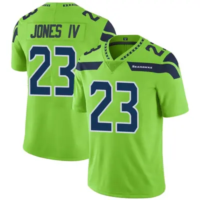 Men's Limited Sidney Jones IV Seattle Seahawks Green Color Rush Neon Jersey