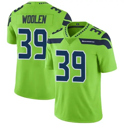 Men's Limited Tariq Woolen Seattle Seahawks Green Color Rush Neon Jersey