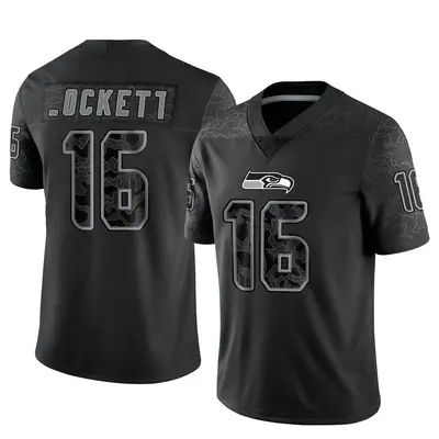 Men's Limited Tyler Lockett Seattle Seahawks Black Reflective Jersey