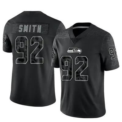 Men's Limited Tyreke Smith Seattle Seahawks Black Reflective Jersey