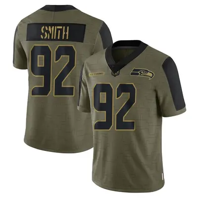 Men's Limited Tyreke Smith Seattle Seahawks Olive 2021 Salute To Service Jersey