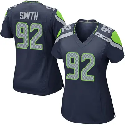 Women's Game Tyreke Smith Seattle Seahawks Navy Team Color Jersey