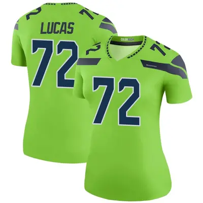 Women's Legend Abraham Lucas Seattle Seahawks Green Color Rush Neon Jersey