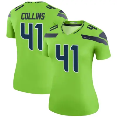 Women's Legend Alex Collins Seattle Seahawks Green Color Rush Neon Jersey