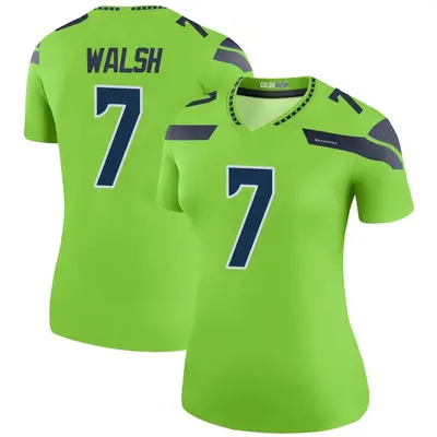 Women's Legend Blair Walsh Seattle Seahawks Green Color Rush Neon Jersey