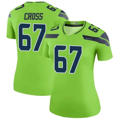 Women's Legend Charles Cross Seattle Seahawks Green Color Rush Neon Jersey