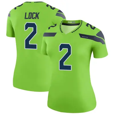 Women's Legend Drew Lock Seattle Seahawks Green Color Rush Neon Jersey