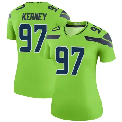 Women's Legend Patrick Kerney Seattle Seahawks Green Color Rush Neon Jersey