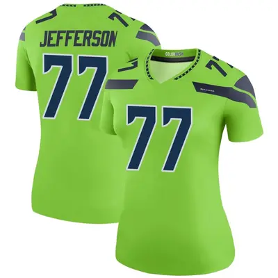 Women's Legend Quinton Jefferson Seattle Seahawks Green Color Rush Neon Jersey