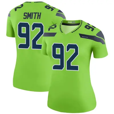 Women's Legend Tyreke Smith Seattle Seahawks Green Color Rush Neon Jersey