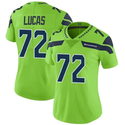 Women's Limited Abraham Lucas Seattle Seahawks Green Color Rush Neon Jersey