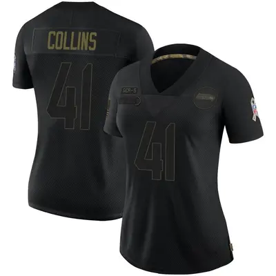 Women's Limited Alex Collins Seattle Seahawks Black 2020 Salute To Service Jersey