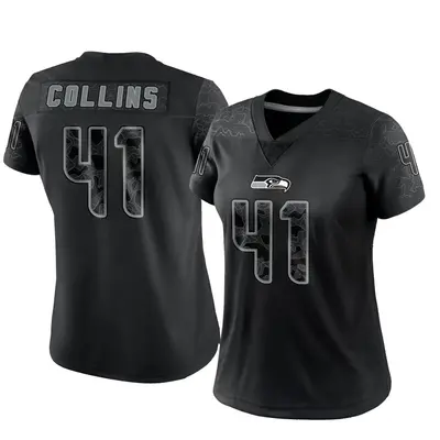 Women's Limited Alex Collins Seattle Seahawks Black Reflective Jersey