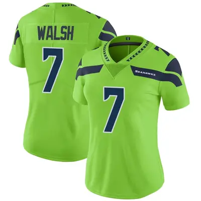 Women's Limited Blair Walsh Seattle Seahawks Green Color Rush Neon Jersey