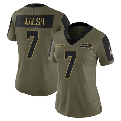 Women's Limited Blair Walsh Seattle Seahawks Olive 2021 Salute To Service Jersey
