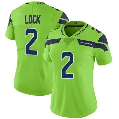 Women's Limited Drew Lock Seattle Seahawks Green Color Rush Neon Jersey