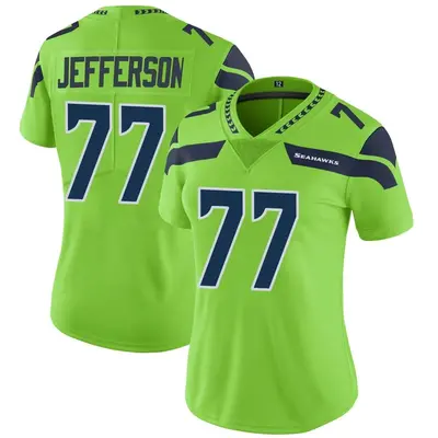 Women's Limited Quinton Jefferson Seattle Seahawks Green Color Rush Neon Jersey