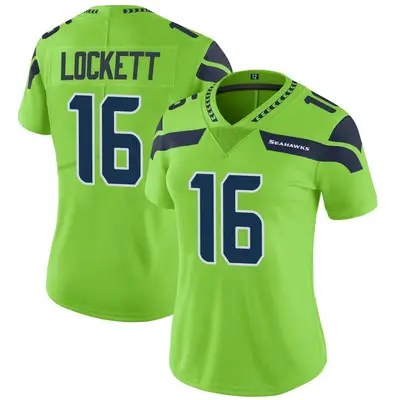 Women's Limited Tyler Lockett Seattle Seahawks Green Color Rush Neon Jersey