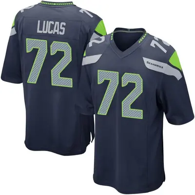 Youth Game Abraham Lucas Seattle Seahawks Navy Team Color Jersey