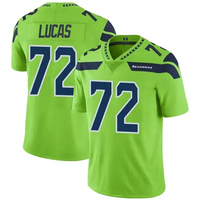 Youth Limited Abraham Lucas Seattle Seahawks Green Color Rush Neon Jersey