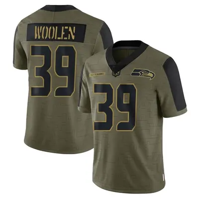 Youth Limited Tariq Woolen Seattle Seahawks Olive 2021 Salute To Service Jersey